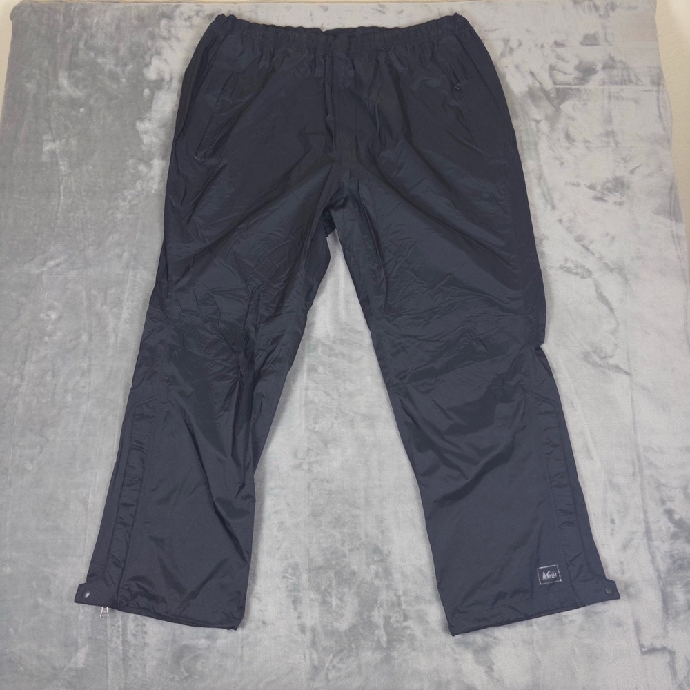 REI Rain Pants Mens XXL 30L Black Ripstop Waterproof Hiking Outdoor Gear